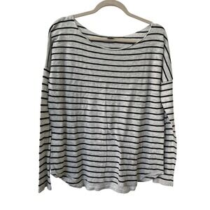 Vince White Stripe Long Sleeve Knit Top Womens Small